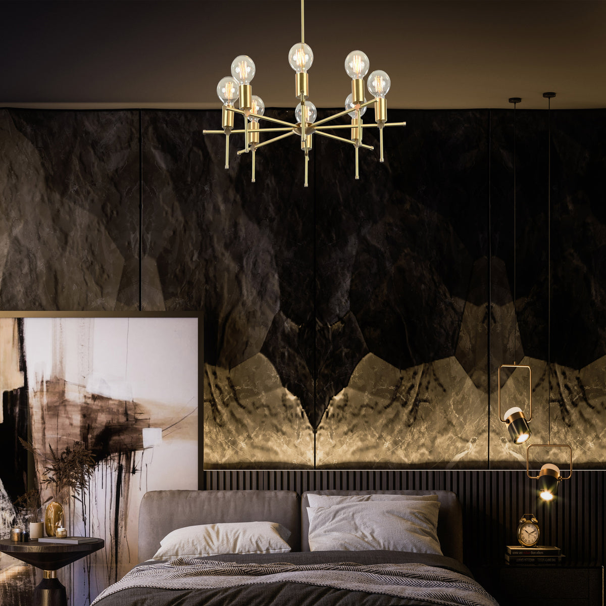 Luxury 10-Light Gold Sputnik Chandelier – Glam Ceiling Fixture with Radiant Globe Bulbs - 32186