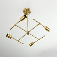Sleek 6-Light Brass Linear Chandelier – Contemporary Ceiling Fixture with Adjustable Arms - 32189