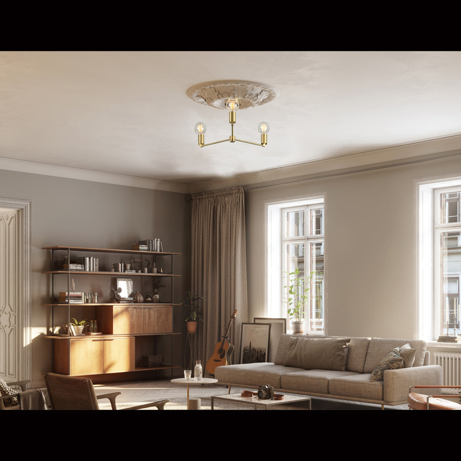 Modern 3-Light Brass Y-Arm Chandelier – Minimalist Ceiling Fixture with Globe Bulbs - 32190