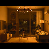 Radiant 12-Light Sputnik Chandelier – Black & Brass Mid-Century Modern Ceiling Fixture - 32198