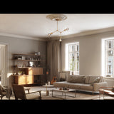 Modern 3-Light Antique Brass Chandelier – Asymmetrical Mid-Century Ceiling Fixture with Exposed Bulbs - 32202