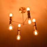 Modern 6-Light All-Brass Chandelier – Cylindrical Socket Sputnik Ceiling Fixture - 32204
