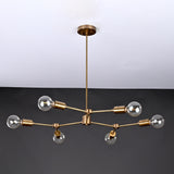 Modern 8-Light Brass Chandelier – Sculptural Ceiling Fixture with Industrial Globe Bulbs

 - 32214
