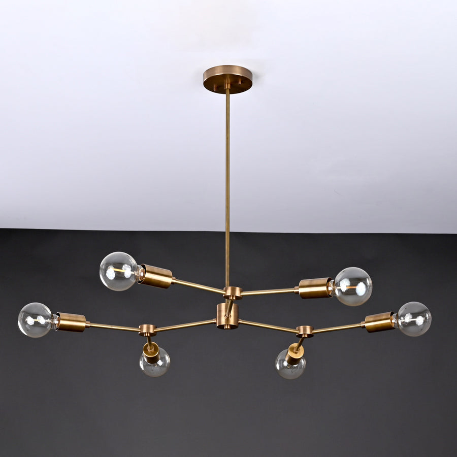 Modern 8-Light Brass Chandelier – Sculptural Ceiling Fixture with Industrial Globe Bulbs

 - 32214