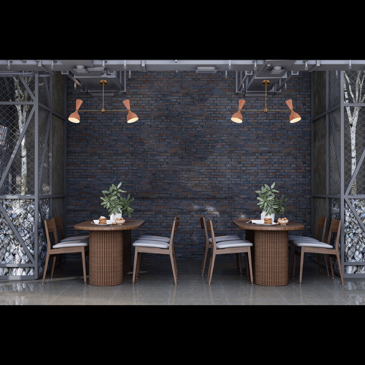 Modern 2-Light Brass Chandelier – Adjustable Ceiling Fixture with Coral Double Cone Shades - 32217