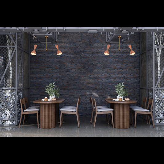 Modern 2-Light Brass Chandelier – Adjustable Ceiling Fixture with Coral Double Cone Shades - 32217