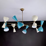 Mid-Century Modern Diabolo Chandelier – 8 Arms | 16 Lights | Customizable Colors & Finishes - 32226