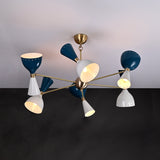 Mid-Century Modern Diabolo Style Chandelier – 6 Arms, 12 Lights | Custom Finish & Size | Dual Light Direction - 32227