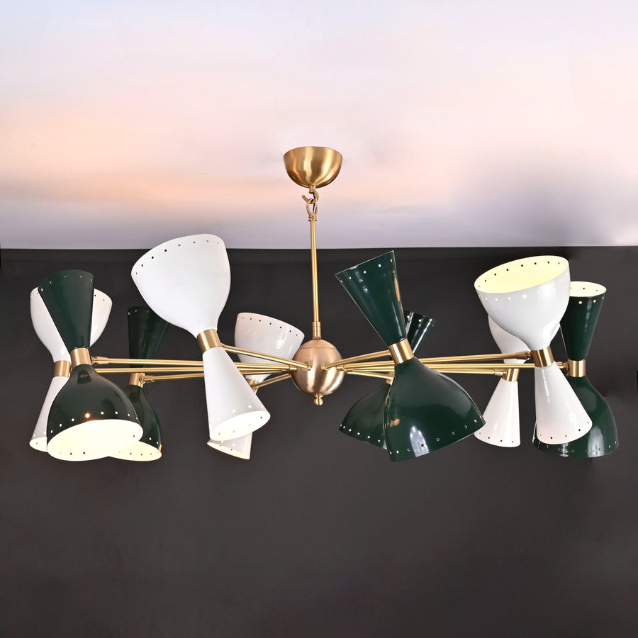 Mid-Century Modern Diabolo Chandelier – Customizable 20-Light Ceiling Fixture | Dual-Light Direction | Brass, Copper & Painted Finishes - 32229