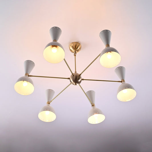 Mid-Century Modern Diabolo Style Chandelier – 6 Arms, 12 Lights | Custom Finish & Size | Dual Light Direction - 32233