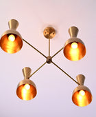 4 Arms Diabolo Style Brass Chandelier 34