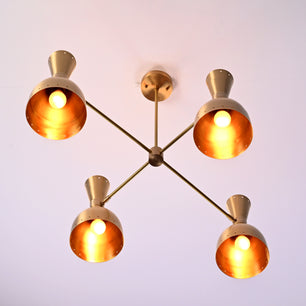 4 Arms Diabolo Style Brass Chandelier 34