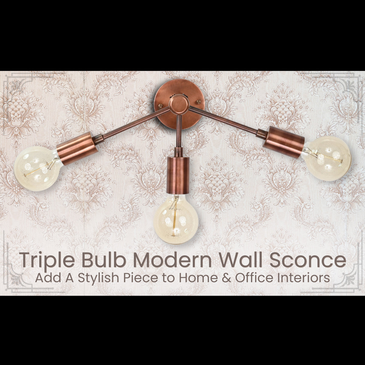 Customizable Modern Brass Wall Sconce | Mid-Century Triple Arm Design for Stylish Interiors - 32510