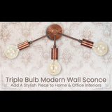 Customizable Modern Brass Wall Sconce | Mid-Century Triple Arm Design for Stylish Interiors - 32510