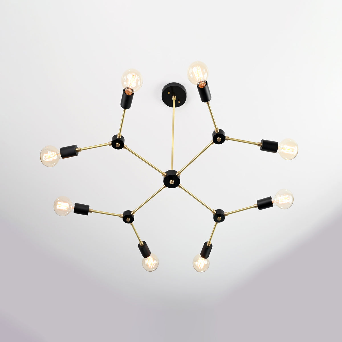 Modern 12-Light Black & Brass Geometric Chandelier – Art-Deco Inspired Ceiling Fixture - 32168