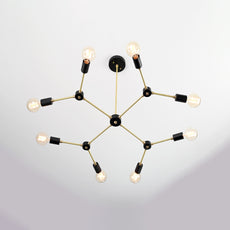 Modern 12-Light Black & Brass Geometric Chandelier – Art-Deco Inspired Ceiling Fixture - 32168