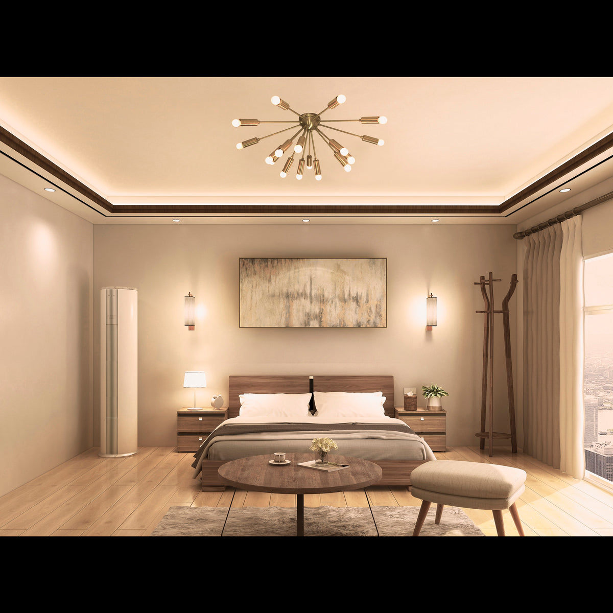 Modern Brass Sputnik Flush Mount Chandelier | Custom Handmade Ceiling Light | Mid-Century Design |  - 32116