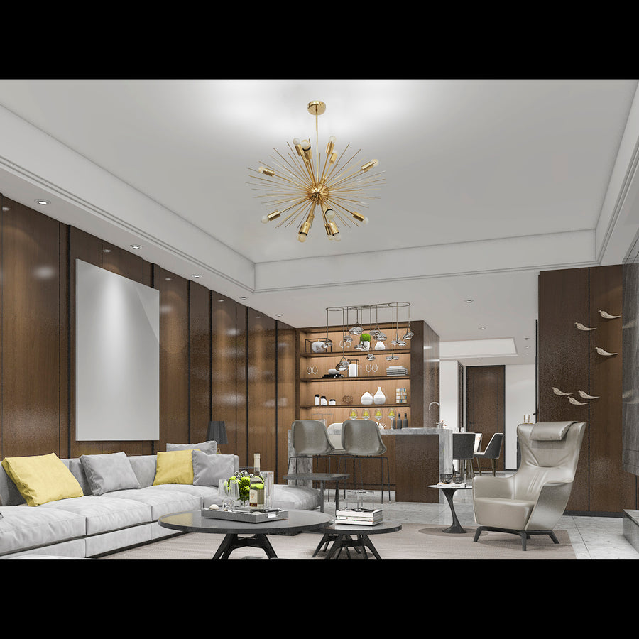 Industrial Brass Made, Brass Urchin Chandelier Lamp, Sputnik Ceiling Light, Brass Premium Modern Urchin Designer Light, Made of Brass, Decorative Light Fixture