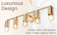 Vanity Light Fixture - Multi Lights - 5 Bulb - Mirror Light - Bathroom Light, Mid Century Light Sconce - Makeup light - Brass Wall Sconce