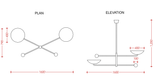 Customized Havana Ortbital  -  Uplifting Brass Chandelier - 2 Lights - 32255-C