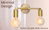 Contemporary Brass Twin Light Wall Sconce | Customizable Minimal Design Fixture for Modern Spaces - 32531