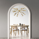 Brass Leaf Studio Brass Sputnik Chandelier, Shinny Brass Ceiling Hanging Lamp, Modern Pendant Lamp Made of Full Brass 24 arms/Lights