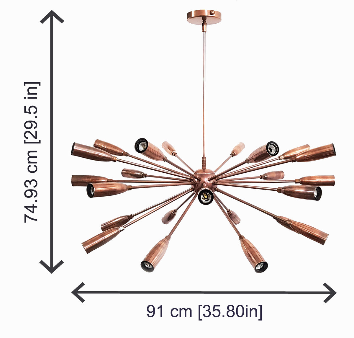 Industrial Brass Made, Sputnik Chandelier in Copper Patina, Ceiling Light Lamp, Sputnik Dinning Room Chandelier Mid Century lamp, Custom lamp 24 arms/Lights