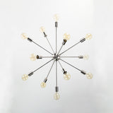 Modern 12-Light Brushed Steel Sputnik Chandelier – Minimalist Mid-Century Ceiling Fixture - 32153