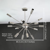 Modern 10-Light Gold Sputnik Chandelier – Mid-Century Ceiling Fixture with Clear Glass Globes - 32156