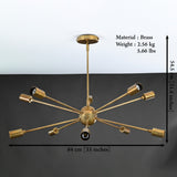 Vintage 8-Light Aged Brass Sputnik Chandelier – Industrial Ceiling Light Fixture - 32161