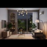 Mid-Century 8-Light Brass & Black Sputnik Chandelier – Modern Minimalist Ceiling Light - 32163