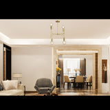 Elegant 6-Light Brass Sputnik Chandelier – Asymmetrical Modern Fixture with Edison Globe Bulbs - 32182