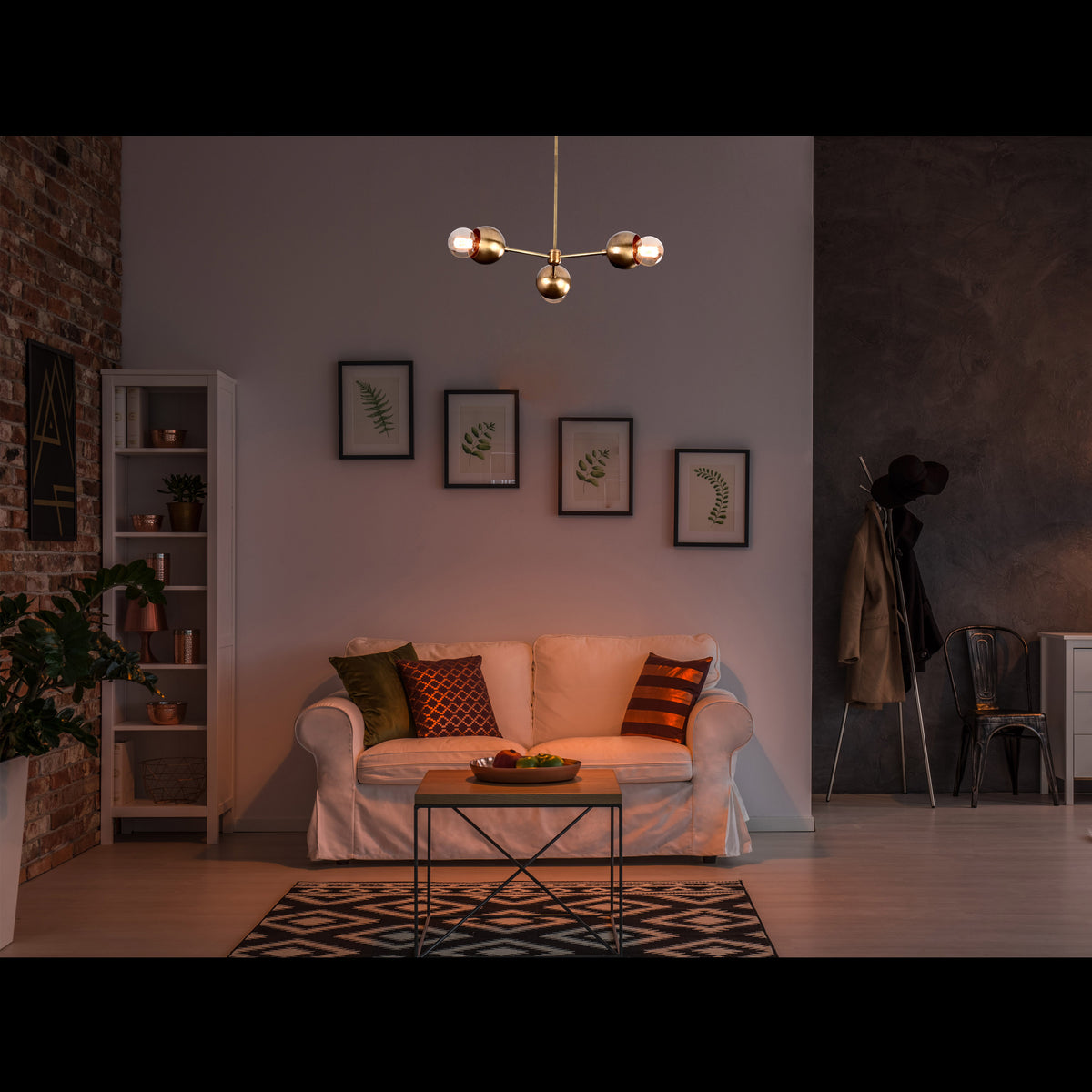 Modern 3-Light Brass Globe Chandelier – Artistic Ceiling Fixture with Sculptural Bowl Shades - 32194