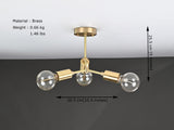 Warm Glow 3-Light Brass Ceiling Fixture – Minimalist Modern Design with Edison Bulbs - 32196