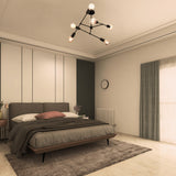 Modern 6-Light Black Chandelier – Asymmetrical Ceiling Fixture with Dual Globe Heads - 32197