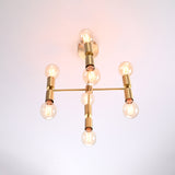 Modern 6-Light All-Brass Chandelier – Cylindrical Socket Sputnik Ceiling Fixture - 32204