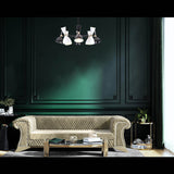 Modern 10-Light Black & White Chandelier – Dual Cone Sputnik Fixture with Brass Accents - 32221