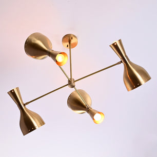 4 Arms Diabolo Style Brass Chandelier 34