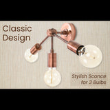 Customizable Modern Brass Wall Sconce | Mid-Century Triple Arm Design for Stylish Interiors - 32510