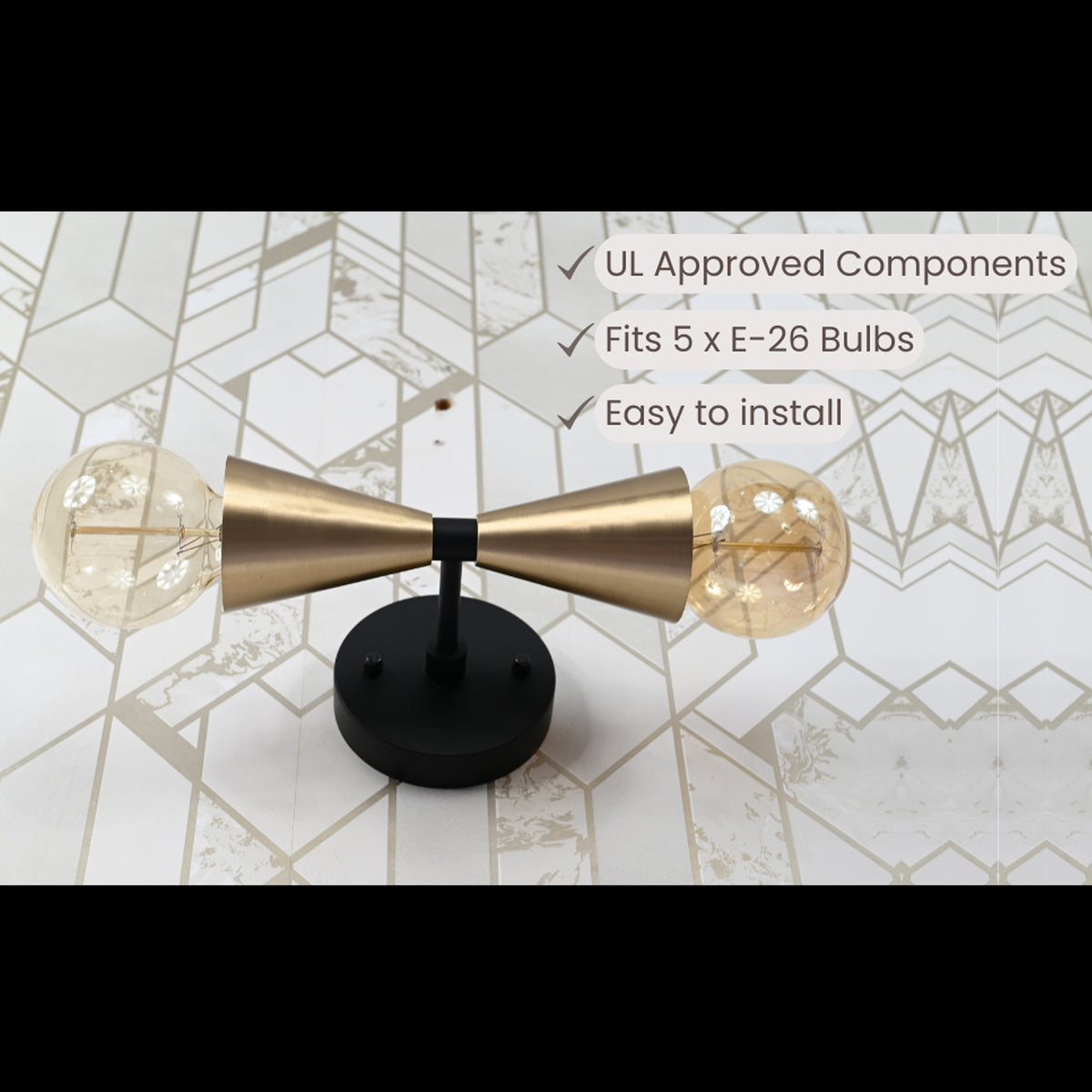 Mid-Century Modern Customizable Brass Wall Sconce | Sleek Cone Style Accent Lighting Décor - 32517