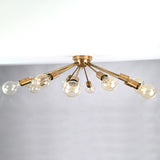 Antique Brass 12-Light Sputnik Chandelier – Industrial Mid-Century Flush Mount Starburst Ceiling Light Base - 32152