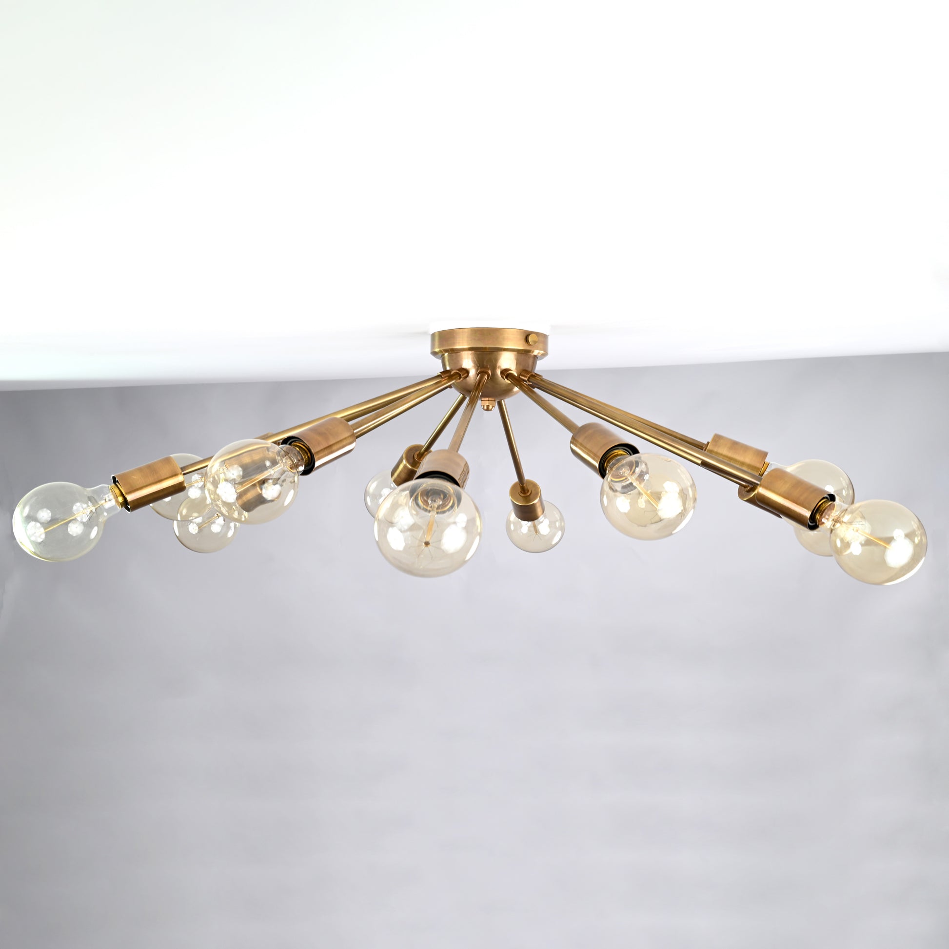 12 Arms Brass Sputnik Chandelier 30" Wide - 32152