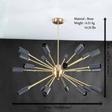Vintage 12-Light Brass Sputnik Chandelier – Retro Ceiling Fixture with Exposed Filament Bulbs - 32160