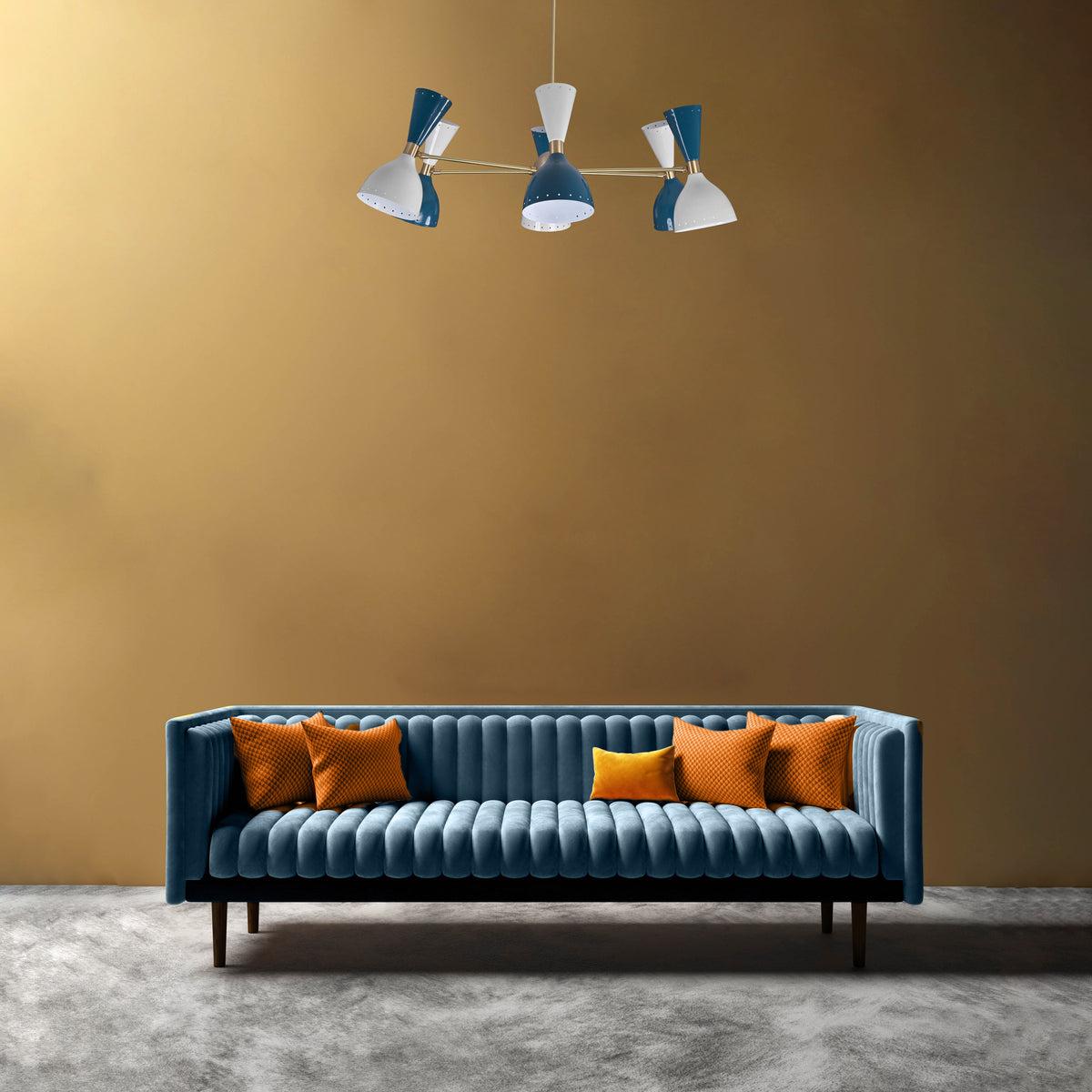 Mid-Century Modern Diabolo Style Chandelier – 6 Arms, 12 Lights | Custom Finish & Size | Dual Light Direction - 32227