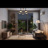 Modern 10-Light Chandelier – Black & White Dual Cone Shades with Brushed Nickel Frame - 32222