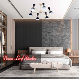 Mid-Century Modern Diabolo Style Chandelier – 6 Arms, 12 Lights | Custom Finish & Size | Dual Light Direction - 32231