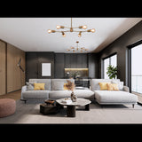 Modern 8-Light Brass Chandelier – Sculptural Ceiling Fixture with Industrial Globe Bulbs

 - 32214