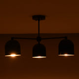 Soft glowing 3 light brass chandelier creating a cozy and inviting atmosphere.