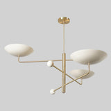 Modern Brass and White Bowl Chandelier | Elegant Ceiling Fixture by Brass Leaf Studio