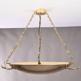 30-inch brass bowl chandelier with triple brass chain suspension and polished reflective finish
